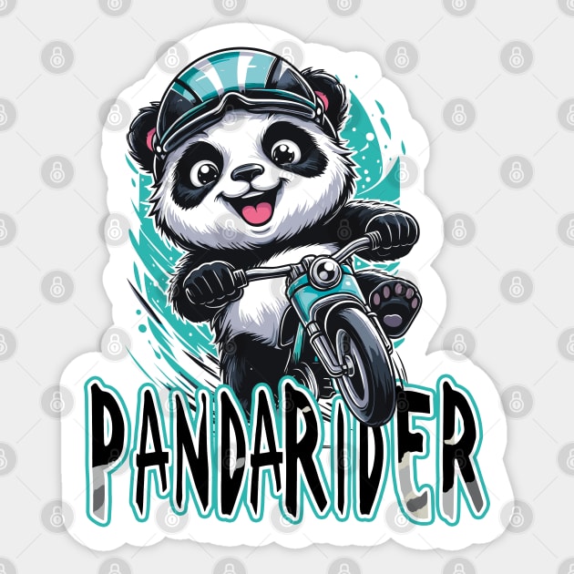 Meet PandaRider - The Smiling Panda on Wheels Sticker by Cutetopia